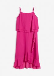 Sukienka szyfonowa. Czerwone sukienki dziewczęce bonprix, na lato, bez wzorów, z szyfonu, bez ramiączek. Za 124.99 zł.