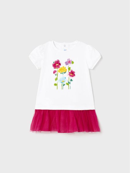 Mayoral Sukienka codzienna 1971 Biały Regular Fit. Białe sukienki dziewczęce Mayoral, bez wzorów, z bawełny, bez ramiączek. Za 99.99 zł.