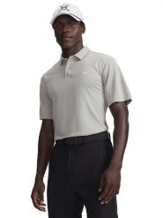 Under Armour Funkcyjna koszulka polo w kolorze szarym rozmiar: M. Szare koszulki polo męskie Under Armour, m, bez wzorów, z materiału, bez ramiączek. Za 103.45 zł.