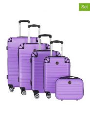 Geographical Norway 5-częściowy zestaw "Shock" w kolorze fioletowym rozmiar: onesize. Różowe walizki Geographical Norway, bez wzorów, z materiału. Za 543.99 zł.