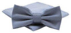 Mucha Męska Alties z Poszetką - Niebieska, Drobna Pepitka. Niebieskie krawaty i muchy męskie Alties, bez wzorów, eleganckie. Za 54.00 zł.