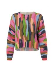 Nümph Damski sweter z dzianiny z zawartością wełny - Nuamara Kobiety różowy|wielokolorowy wzorzysty, M. Czerwone swetry klasyczne damskie Nümph, m, z dzianiny, bez kołnierzyka. Za 499.95 zł.