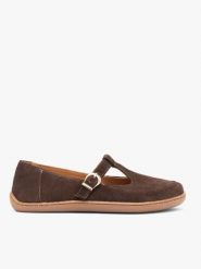 Brązowe baleriny barefoot. Brązowe baleriny damskie Ryłko, bez wzorów, ze skóry, bez obcasa, na płaskiej podeszwie. Za 399.99 zł.
