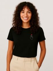 WOOOP Koszulka "K Love Cur" w kolorze czarnym rozmiar: S. Czarne bluzki damskie Wooop, s, bez wzorów, z bawełny, bez kołnierzyka. Za 56.99 zł.