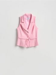 Kamizelka z wiązaniem w talii - różowy. Czerwone kamizelki damskie Reserved, l, z tkaniny. Za 139.99 zł.