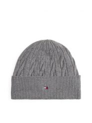 Tommy Hilfiger Męska wełniana czapka Mężczyźni szary jednolity, ONE SIZE. Szare czapki męskie Tommy Hilfiger, bez wzorów, z dzianiny. Za 259.95 zł.