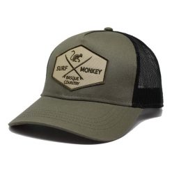 Czapka Trucker - 5 Paneli / Dorośli / Jeden Rozmiar (Oliwkowy/Czarny). Zielone czapki męskie SURF MONKEY, bez wzorów. Za 159.95 zł.