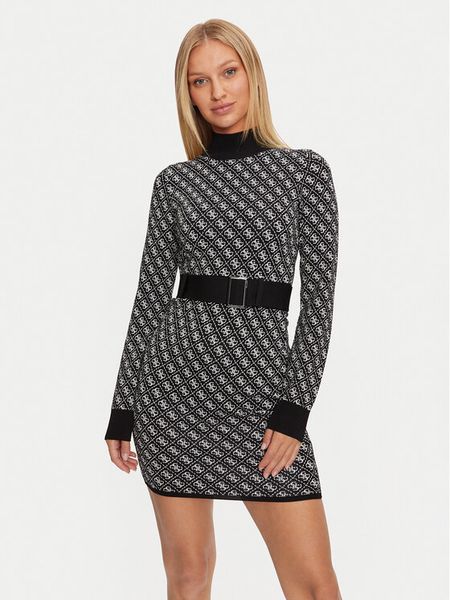 Guess Sukienka dzianinowa Lise W4BK43 Z37K0 Czarny Regular Fit. Czarne sukienki damskie Guess, xl, z aplikacjami, z dzianiny, bez kołnierzyka, bez ramiączek. Za 309.99 zł.