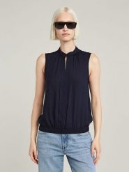 G-Star Bluzka w kolorze granatowym rozmiar: S. Niebieskie bluzki damskie G-Star, s, bez wzorów, z wiskozy, klasyczne, bez kołnierzyka, bez ramiączek. Za 126.15 zł.