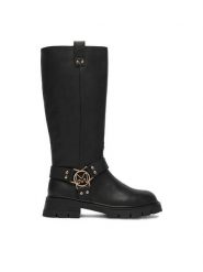MEXX Kozaki EO-CD25-375-01 Czarny. Czarne kozaki damskie Mexx, bez obcasa, na płaskiej podeszwie. Za 599.99 zł.