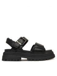 Buffalo Sandały Lennox 1602321 Czarny. Czarne sandały damskie Buffalo, bez wzorów, ze skóry, bez obcasa, na płaskiej podeszwie. Za 349.99 zł.