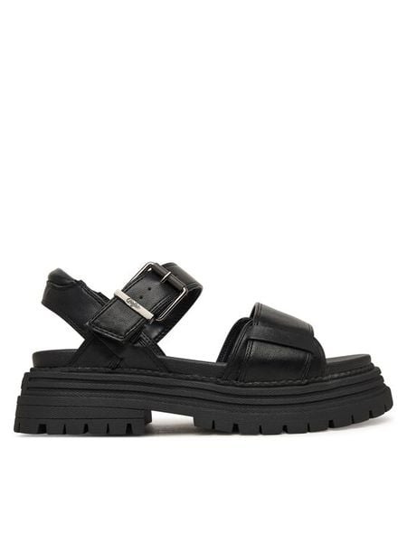 Buffalo Sandały Lennox 1602321 Czarny. Czarne sandały damskie Buffalo, bez wzorów, ze skóry, bez obcasa, na płaskiej podeszwie. Za 349.99 zł.