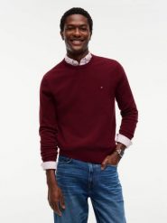 Tommy Hilfiger sweter Mężczyźni Bawełna czerwony, M. Czerwone swetry męskie Tommy Hilfiger, m, bez wzorów, z bawełny, bez kołnierzyka. Za 409.95 zł.