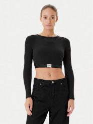 Guess Bluzka O5RP00 KCDA2 Czarny Regular Fit. Czarne bluzki damskie Guess, s, z aplikacjami, bez ramiączek. Za 189.99 zł.