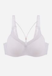 Biały Biustonosz z Ozdobną Siateczką i Paseczkami przy Dekolcie Anesa. Białe biustonosze Born2be, bez wzorów. Za 49.99 zł.