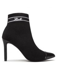 KARL LAGERFELD Botki KL31352 Czarny. Czarne botki damskie Karl Lagerfeld, z materiału, bez obcasa, na szpilce, bez zapięcia. Za 639.99 zł.