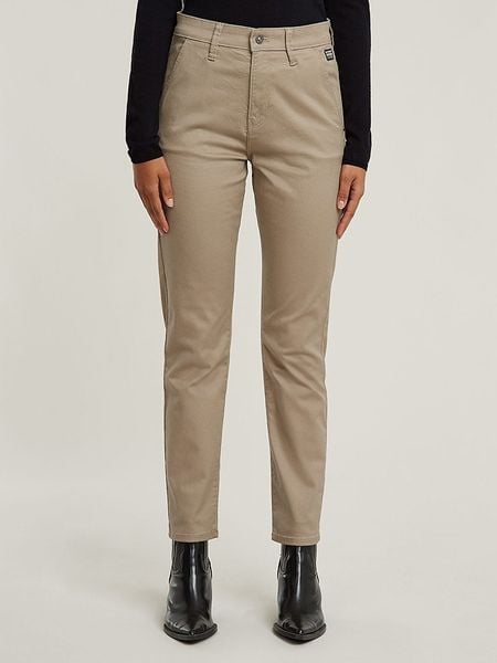 G-Star Spodnie chino w kolorze beżowym rozmiar: W30/L34. Brązowe spodnie materiałowe damskie G-Star, bez wzorów, retro, z podwyższonym stanem. Za 165.71 zł.