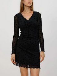 Sukienka mini - czarny. Czarne sukienki damskie Reserved, l, bez wzorów, z dzianiny, bez kołnierzyka, bez ramiączek, mini, dopasowane. Za 99.99 zł.