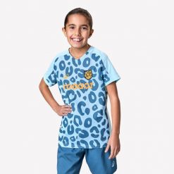 Koszulka piłkarska dla dziewczynek Kipsta Viralto Leopard. Brązowe koszulki dziewczęce KIPSTA, m, bez wzorów, z materiału, bez ramiączek. Za 44.99 zł.