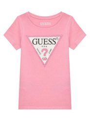 Guess T-Shirt J2YI51 K6YW1 Różowy Regular Fit. Czerwone koszulki dziewczęce Guess, z aplikacjami, z bawełny, bez ramiączek. Za 79.99 zł.