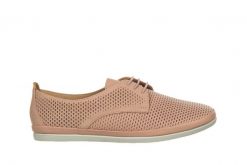 Półbuty Bayla-161 158 23702 Nude 161485, Różowy, Skóra naturalna - 38. Czerwone półbuty damskie Bayla, bez wzorów, z materiału, bez obcasa. W wyprzedaży za 179.10 zł.