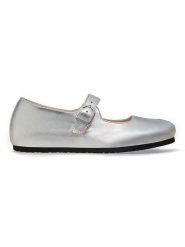 Birkenstock Skórzane baleriny "Santa Clarit" w kolorze srebrnym rozmiar: 36. Szare baleriny damskie Birkenstock, bez wzorów, bez obcasa. Za 415.31 zł.