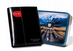 Portfel skórzany Peterson [D] PTN 22311-VT-E czarny. Czarne portfele męskie Peterson, bez wzorów, ze skóry. Za 106.99 zł.