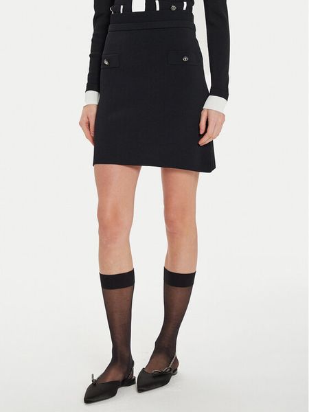 Motivi Spódnica mini 1644W100626N Czarny Regular Fit. Czarne spódniczki damskie Motivi, bez wzorów, z wiskozy, mini. Za 189.99 zł.