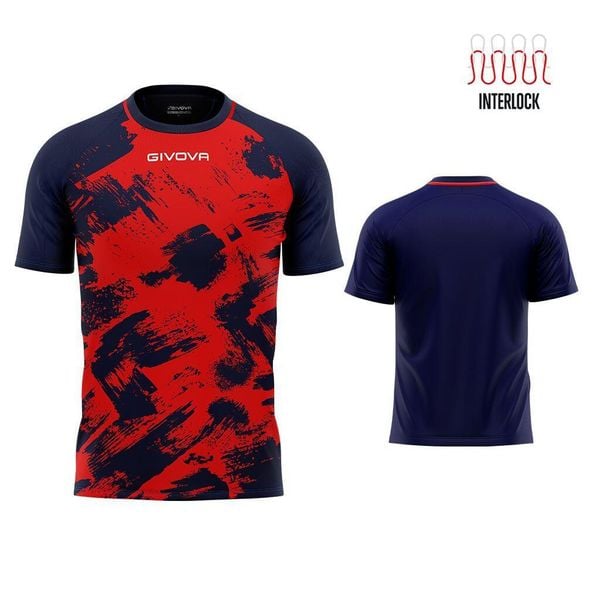 Koszulka sportowa Givova Art Interlock czerwono-niebieska czerwona. Czerwone bluzki sportowe damskie Givova, m, z dzianiny, bez kołnierzyka, bez ramiączek. Za 60.95 zł.