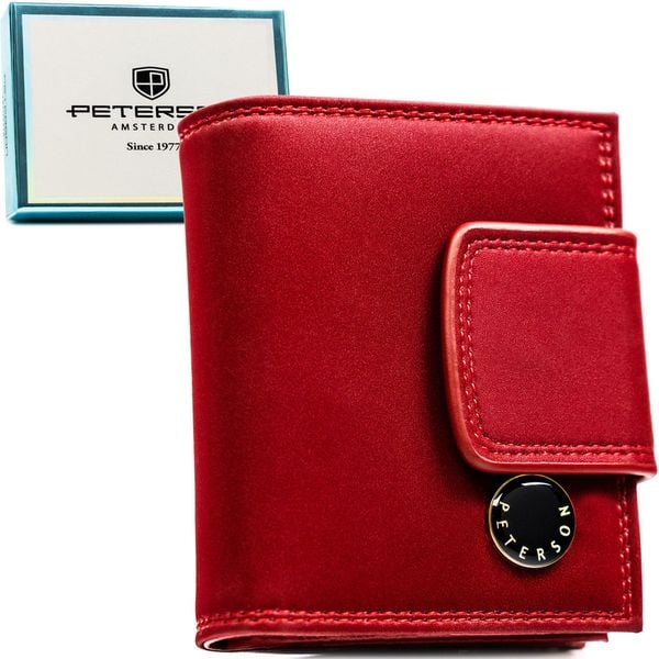 Czerwony portfel damski ze skóry naturalnej i ekologicznej z systemem RFID PTN PS329-HNL Peterson. Czerwone portfele damskie Peterson, bez wzorów, ze skóry. Za 119.99 zł.