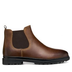 Sztyblety Geox. Brązowe sztyblety męskie Geox, bez zapięcia. Za 549.99 zł.