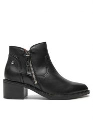 Pikolinos Botki W2D-8674 Czarny. Czarne botki damskie Pikolinos, ze skóry, bez obcasa, na słupku, bez zapięcia. Za 489.99 zł.