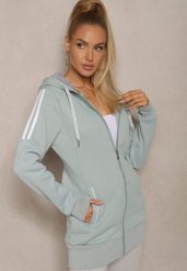 Jasnozielona Długa Bluza z Kapturem Linithra. Zielone bluzy z kapturem damskie Renee, s, z materiału. Za 54.99 zł.