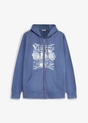 Bluza rozpinana z kapturem, z czystej bawełny. Niebieskie bluzy z kapturem męskie bonprix, m, z bawełny. Za 149.99 zł.