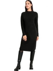 Heine Sukienka dzianinowa w kolorze czarnym rozmiar: 38. Czarne sukienki damskie Heine, na co dzień, bez wzorów, z bawełny, bez kołnierzyka, bez ramiączek, midi, proste. Za 108.45 zł.