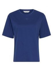 MOSS COPENHAGEN Koszulka w kolorze granatowym rozmiar: L/XL. Niebieskie bluzki damskie MOSS COPENHAGEN, l, bez wzorów, z bawełny, bez kołnierzyka. Za 135.17 zł.