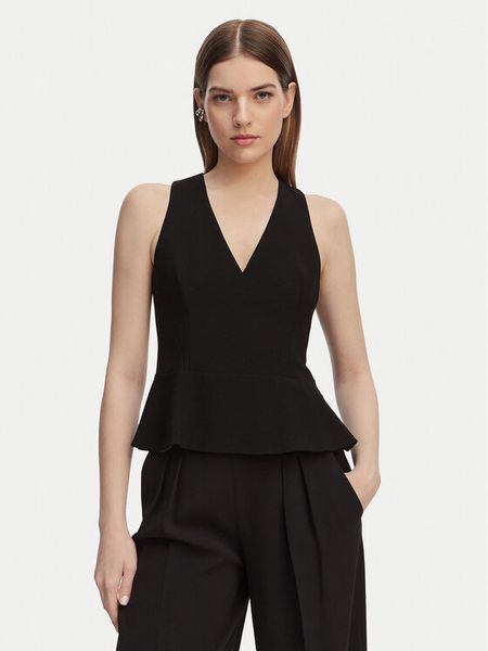 HUGO Top Carmint 50559304 Czarny Regular Fit. Czarne topy damskie Hugo, bez wzorów, bez ramiączek. Za 799.99 zł.