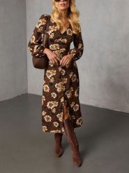 Milan Kiss Sukienka w kolorze brązowym rozmiar: XL. Brązowe sukienki damskie Milan Kiss, xl, bez wzorów, bez kołnierzyka, bez ramiączek, maxi. Za 165.99 zł.