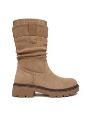 Clara Barson Botki CEO-WS6332-01 Beżowy. Brązowe botki damskie Clara Barson, z materiału, bez obcasa, na płaskiej podeszwie, bez zapięcia. Za 179.99 zł.