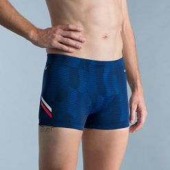 Bokserki pływackie męskie Nabaiji Fiti. Niebieskie kąpielówki męskie NABAIJI, m, bez wzorów, z elastanu, do pływania. Za 69.99 zł.