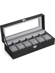 Songmics Szkatułka w kolorze czarnym na zegarki - 30 x 8 x 11,2 cm rozmiar: onesize. Czarne zegarki damskie Songmics, szklane. Za 34.99 zł.