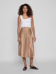 Vila Spódnica "Nitban" w kolorze beżowym rozmiar: XS. Brązowe spódniczki damskie Vila, xs, bez wzorów, z podwyższonym stanem, midi. Za 85.95 zł.