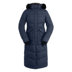 Damski płaszcz jeździecki ELT Saphira. Niebieskie płaszcze damskie ELT, xl, bez wzorów, z futra. Za 875.70 zł.