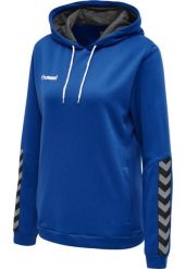 Hummel bluza damska sportowa hml Authentic Poly Hoodie Woman niebieska. Niebieskie bluzy sportowe damskie HUMMEL, m, bez wzorów, z dzianiny, bez ramiączek, długie, z kapturem. Za 97.00 zł.