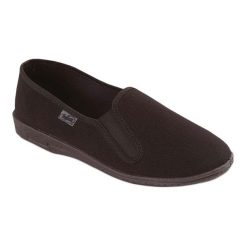 Befado kapcie tenisówki męskie wsuwane pvc 001M060 czarne. Czarne trampki i tenisówki męskie bez wzorów, z bawełny, bez zapięcia. Za 77.13 zł.