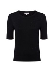 Marie Lund sweter z krótkim rękawem Kobiety drobna dzianina czarny, L. Czarne swetry klasyczne damskie Marie Lund, l, z dzianiny, bez kołnierzyka. Za 149.95 zł.