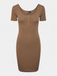 Pieces Sukienka codzienna Kitte 17146324 Brązowy Slim Fit. Brązowe sukienki damskie Pieces, na co dzień, s, bez wzorów, z bawełny, bez kołnierzyka, bez ramiączek, proste. Za 79.99 zł.