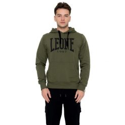 Bluza z bawełna z kaptur na trening na czas wolny. Zielone bluzy z kapturem męskie LEONE 1947 APPAREL, z bawełny. W wyprzedaży za 120.78 zł.
