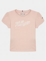 Tommy Hilfiger T-Shirt Hilfiger Script Tee S/S KG0KG07714 Różowy Regular Fit. Czerwone koszulki dziewczęce Tommy Hilfiger, s, bez wzorów, z bawełny, bez ramiączek. Za 89.99 zł.