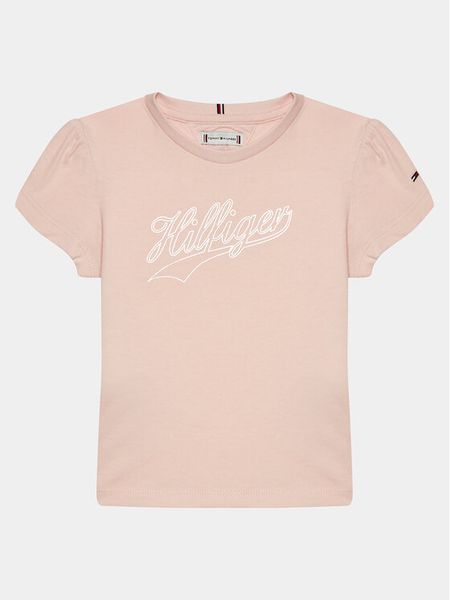 Tommy Hilfiger T-Shirt Hilfiger Script Tee S/S KG0KG07714 Różowy Regular Fit. Czerwone koszulki dziewczęce Tommy Hilfiger, s, bez wzorów, z bawełny, bez ramiączek. Za 89.99 zł.